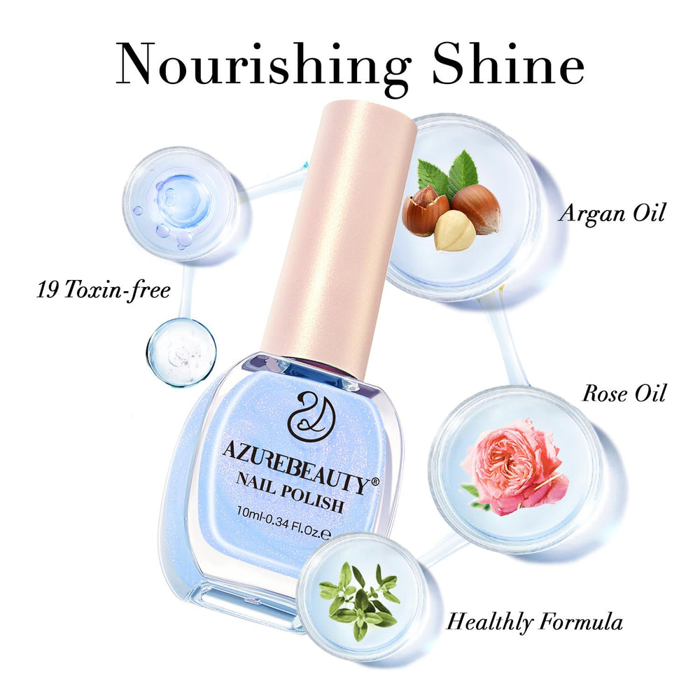 AZUREBEAUTY Esmalte Celestial Azul, ingredientes no irritantes para uñas sanas.