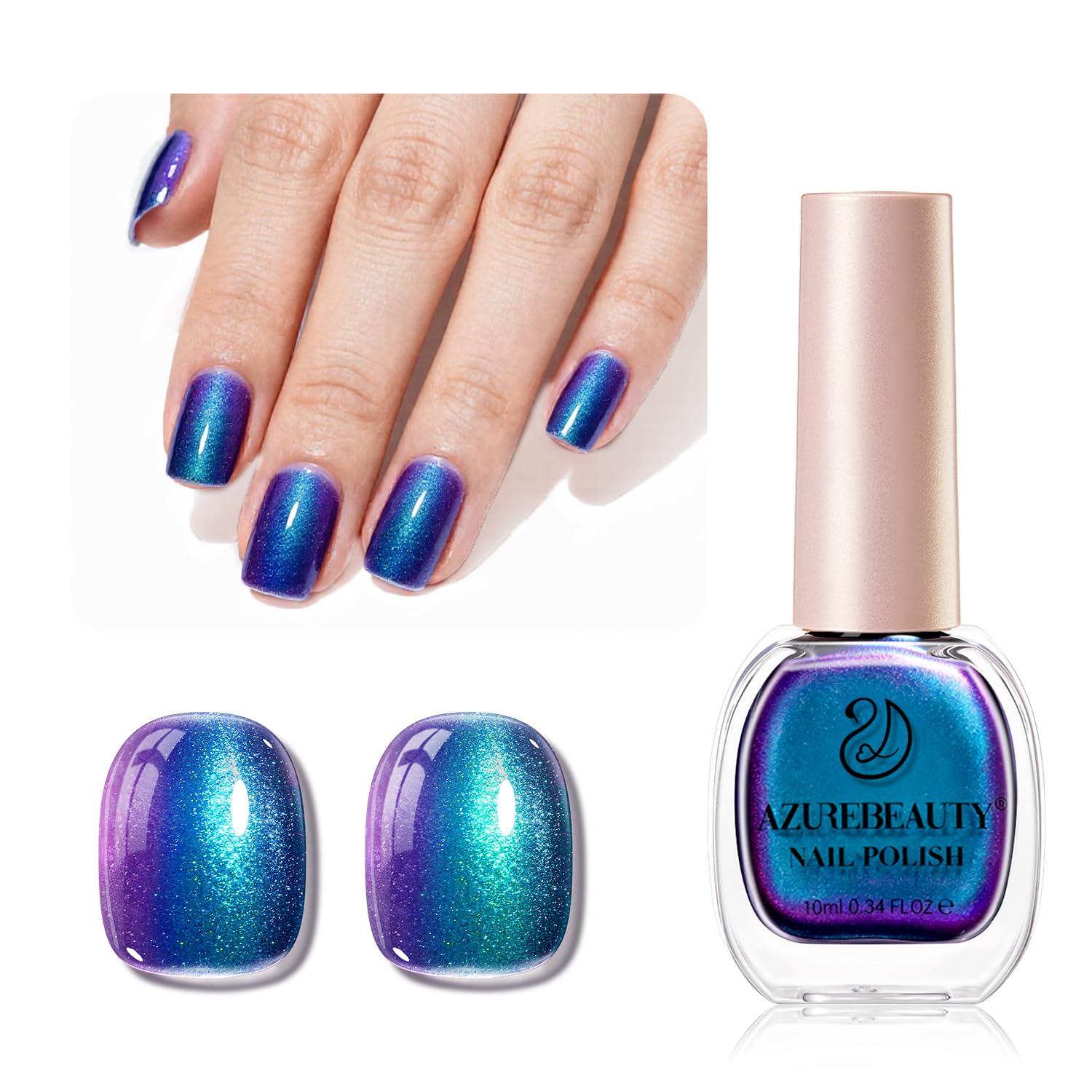 Esmalte AZUREBEAUTY cromático arcoíris para uñas con brillo intenso.