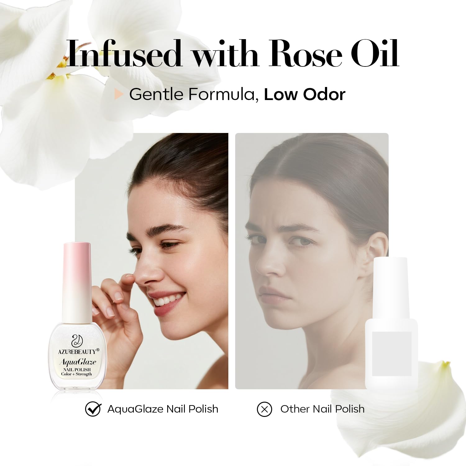 AZUREBEAUTY esmalte uñas formulado con 67% agua para hidratación.