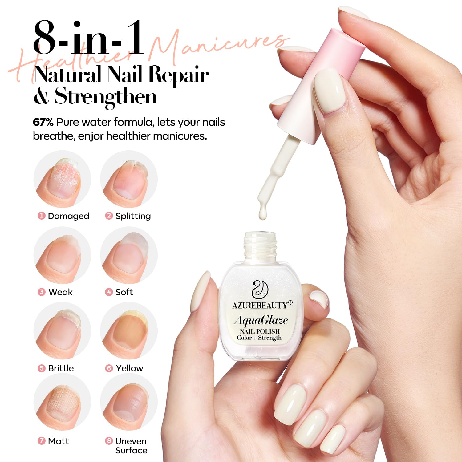 AZUREBEAUTY esmalte uñas fortaleza y crecimiento para uñas saludables.