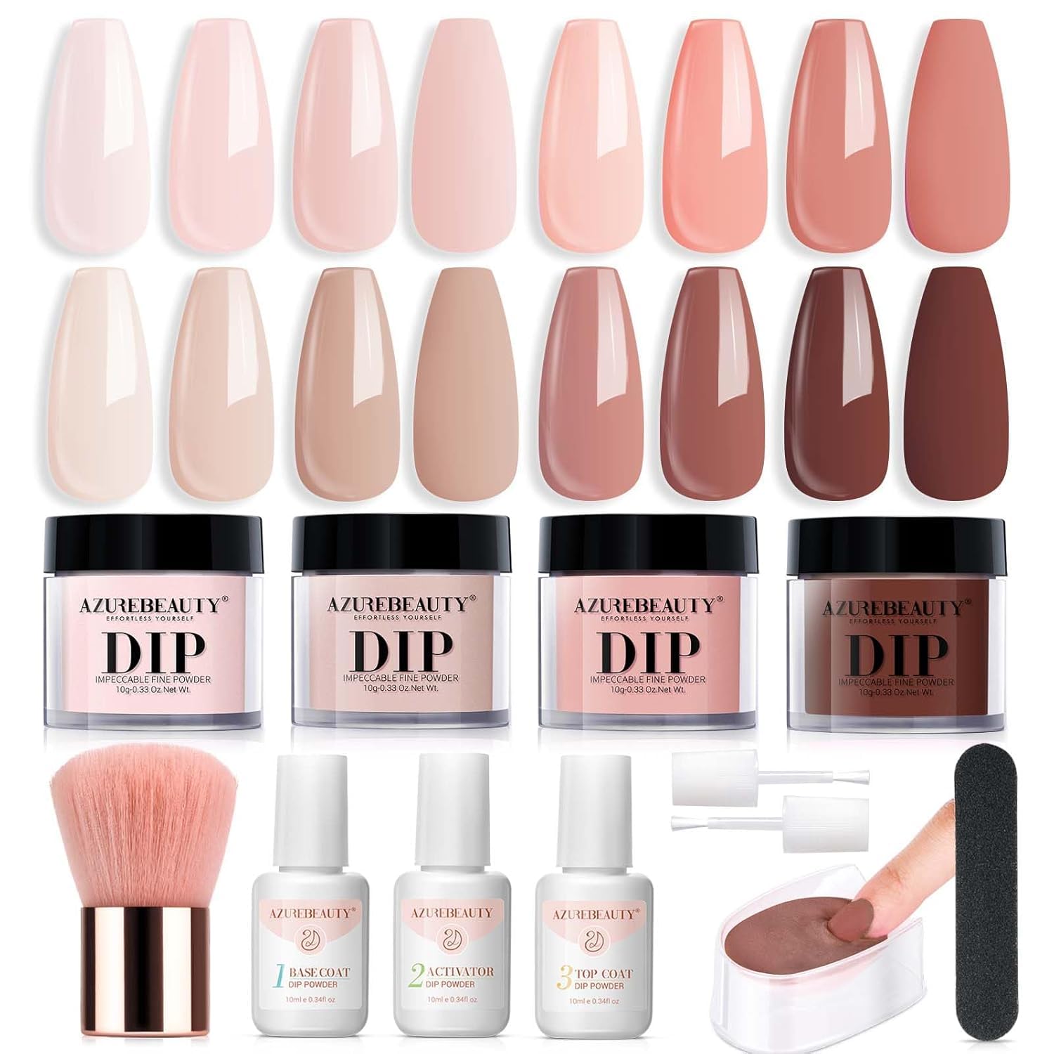 AZUREBEAUTY kit inicio con polvos para inmersión en tono piel claro, ideal para principiantes