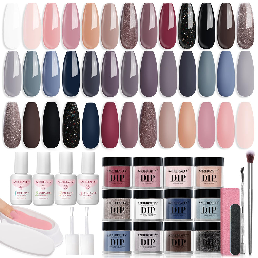 AZUREBEAUTY kit polvo inmesión colores variados para uñas duraderas.