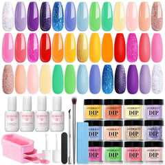 AZUREBEAUTY kit uñas dip 20 colores neón para looks veraniegos duraderos