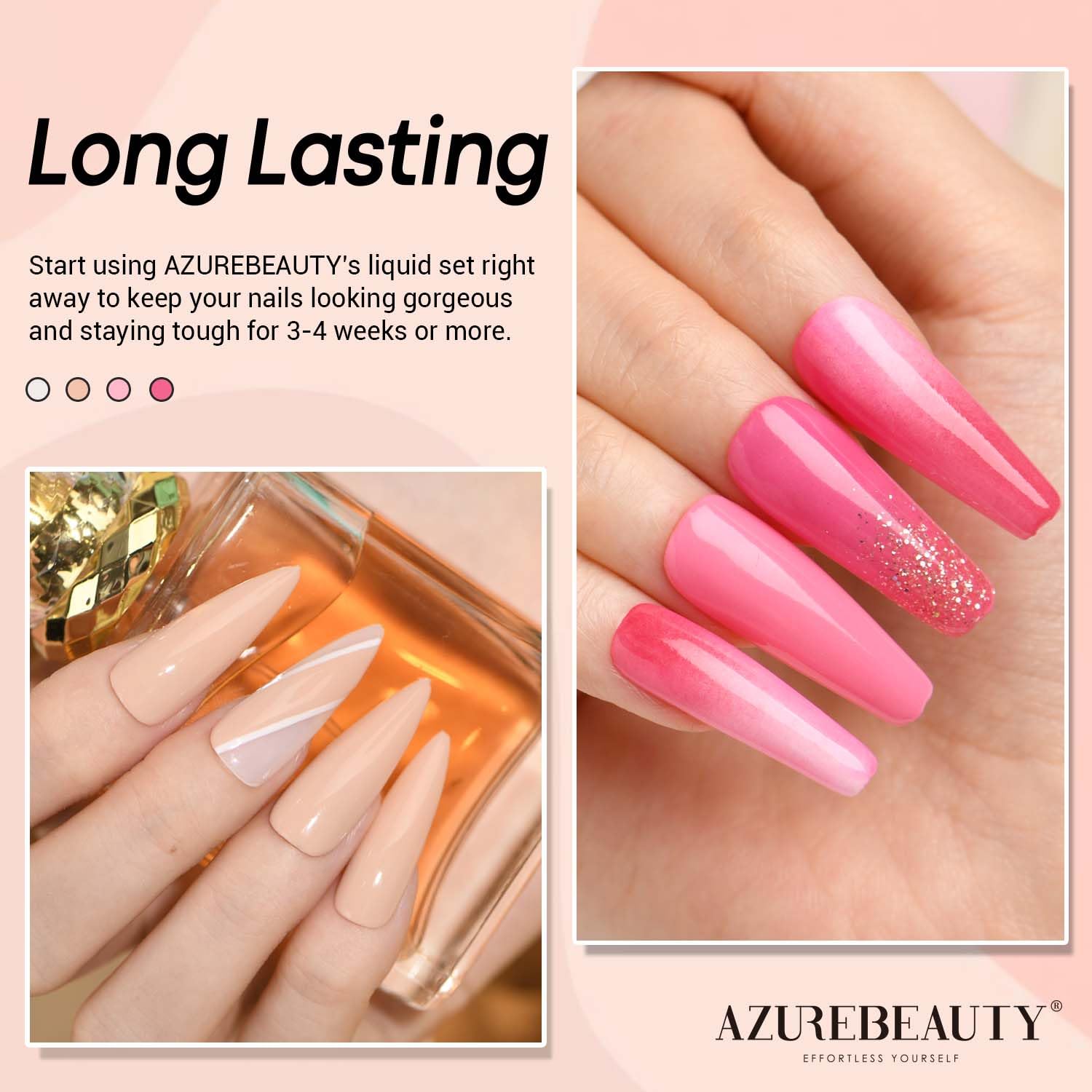 AZUREBEAUTY polvo de color para uñas vibrantes y duraderas.