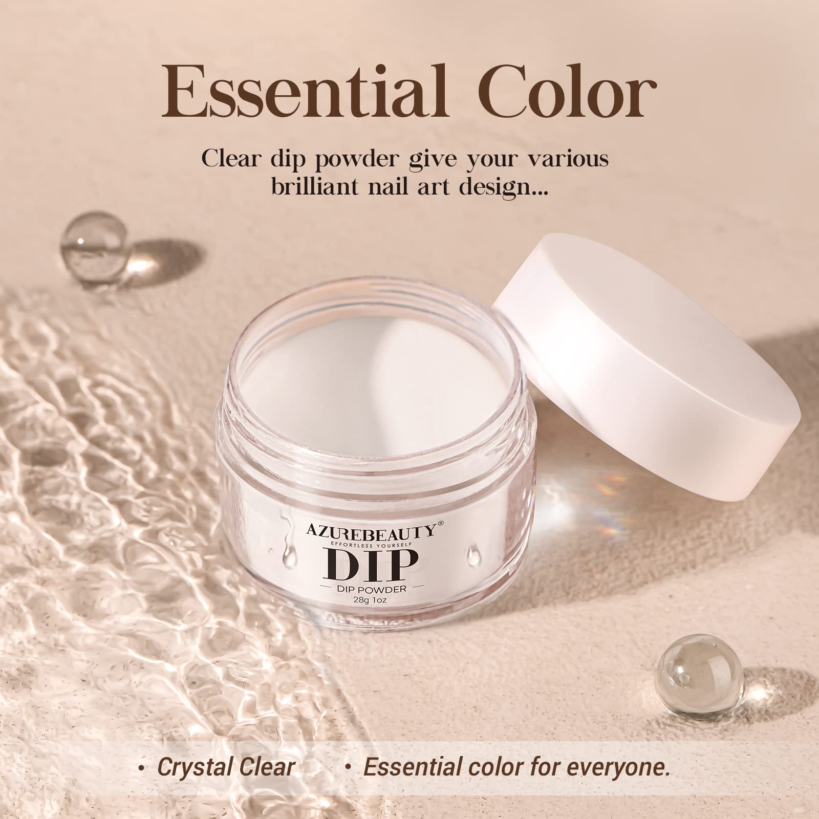 AZUREBEAUTY polvo dip cristal para un acabado claro y brillante.