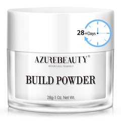 AZUREBEAUTY polvos dip transparentes en frasco, base ideal para uñas limpias.