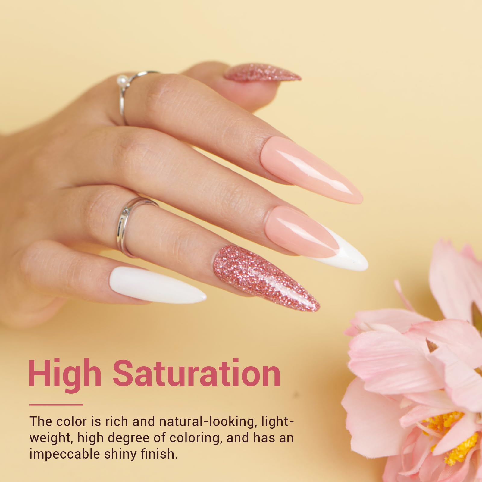 AZUREBEAUTY polvo inmersión rosa bebé para uñas suaves y femeninas.
