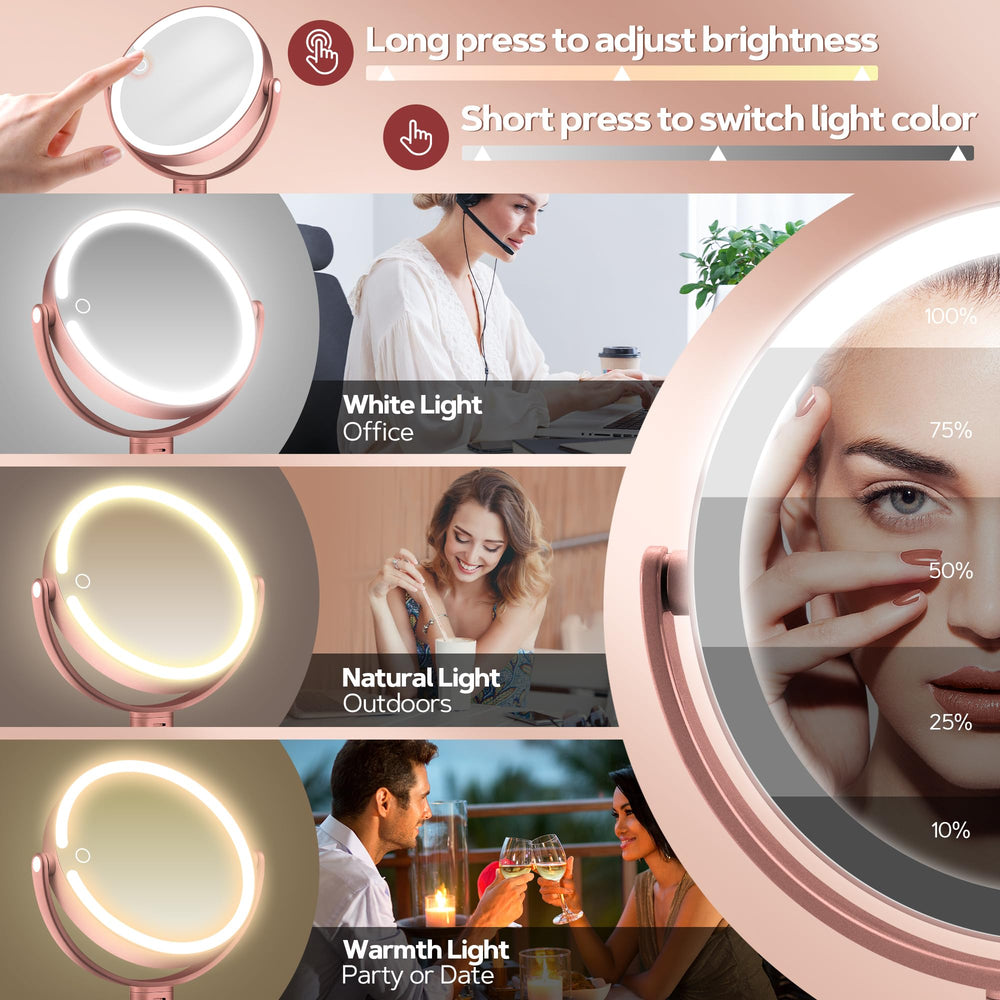 Brillo ajustable del espejo B Beauty Planet para condiciones de iluminación cómodas.