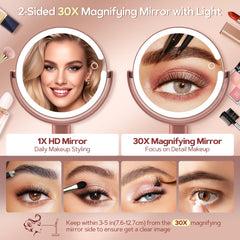 Espejo B Beauty Planet con tres modos de iluminación para maquillaje diario.