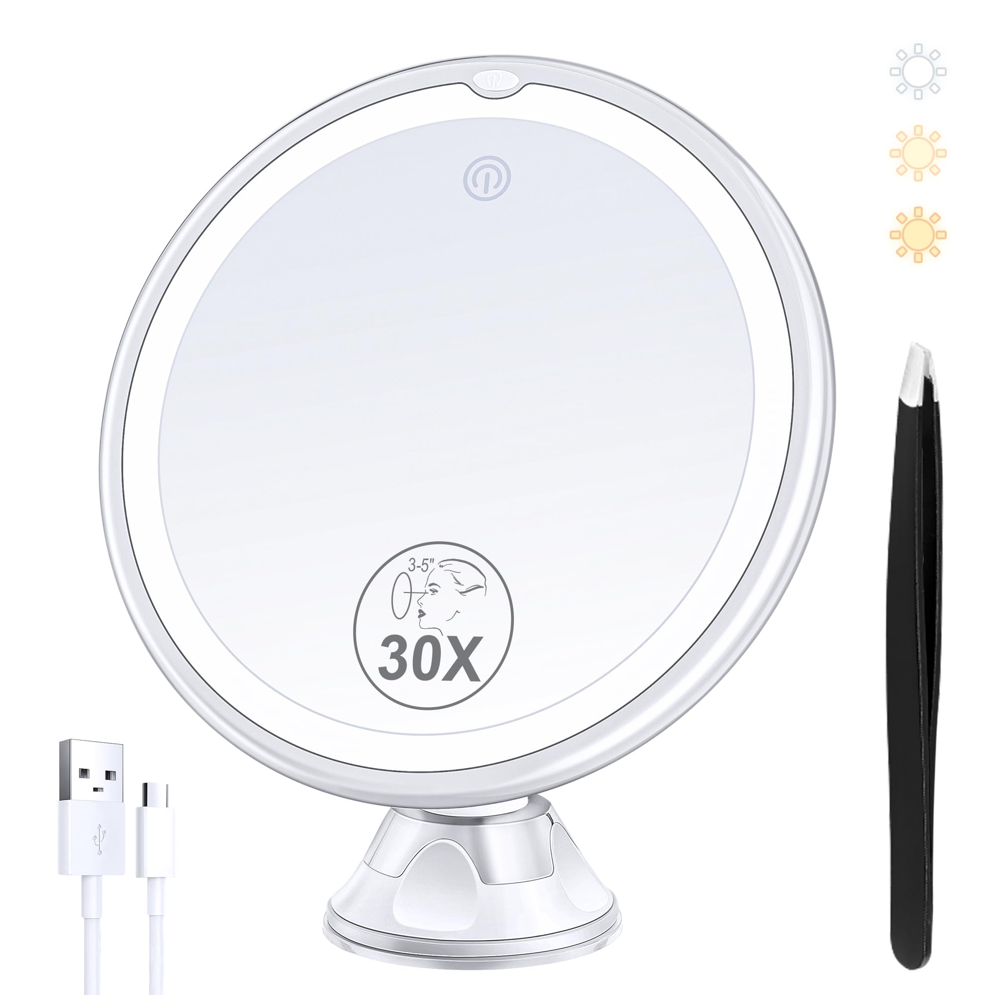 B Beauty Planet: espejo maquillaje con luz 30x para ver imperfecciones con claridad.