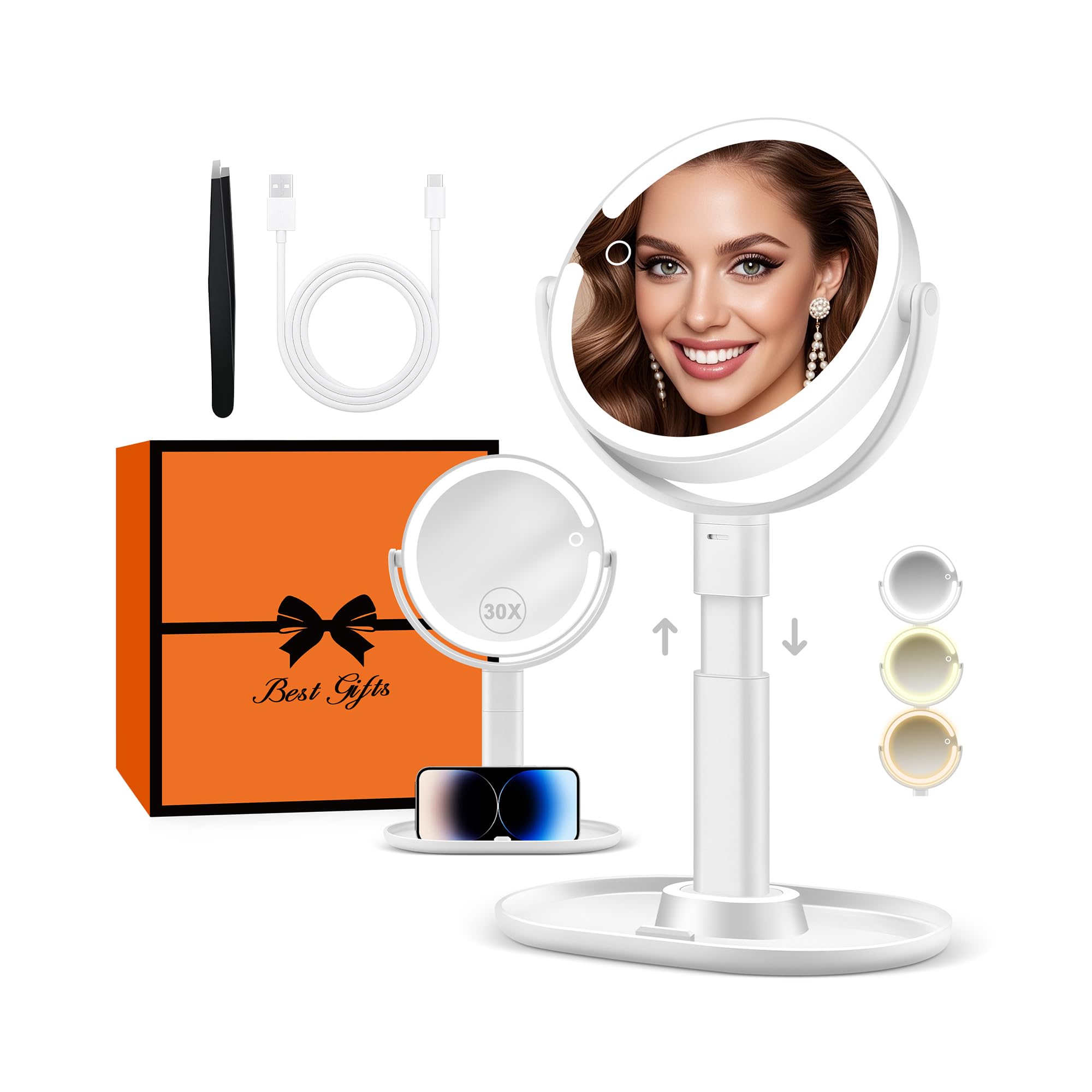 Espejo de vanidad B Beauty Planet con luz y aumento 30X para detalle preciso