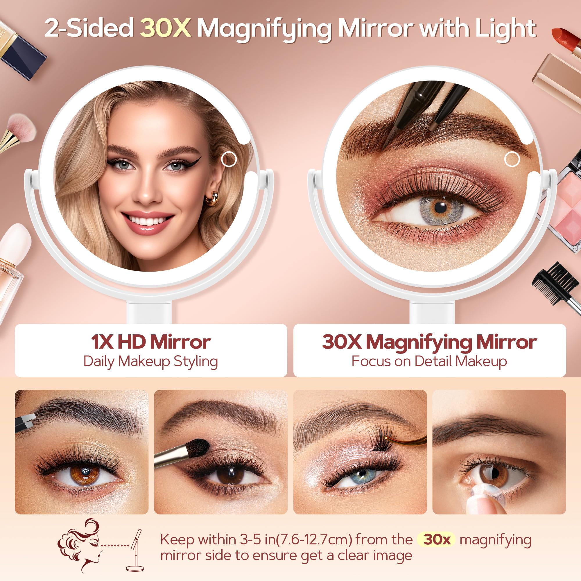 Iluminación LED de 64 diodos de B Beauty Planet para luz natural cálida o fría