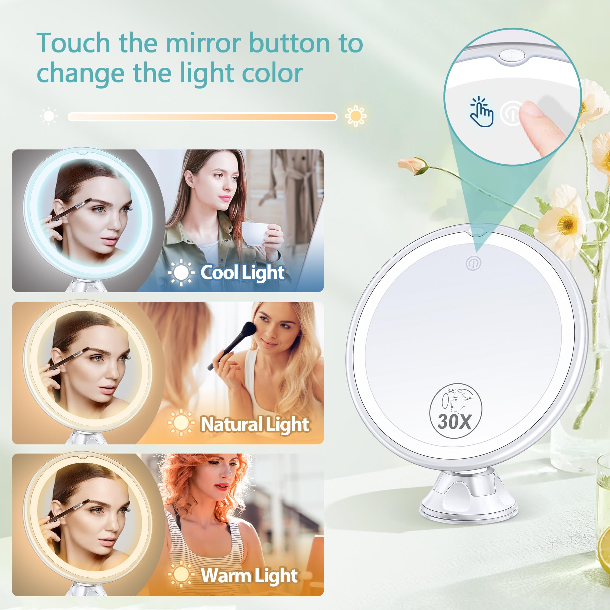 B Beauty Planet: modos de luz 3 colores para maquillaje según ocasión.
