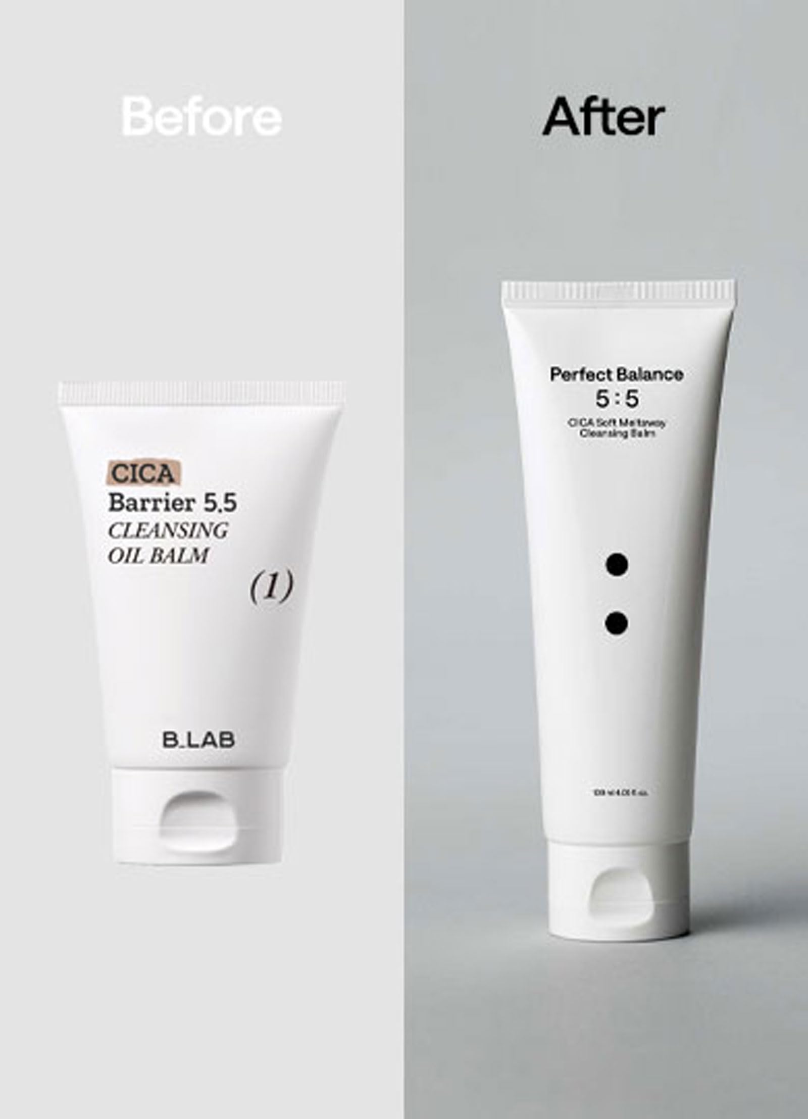 Desmaquillante en tubo B_LAB CICA Soft Meltaway, dorso, diseño ergonómico para casa.