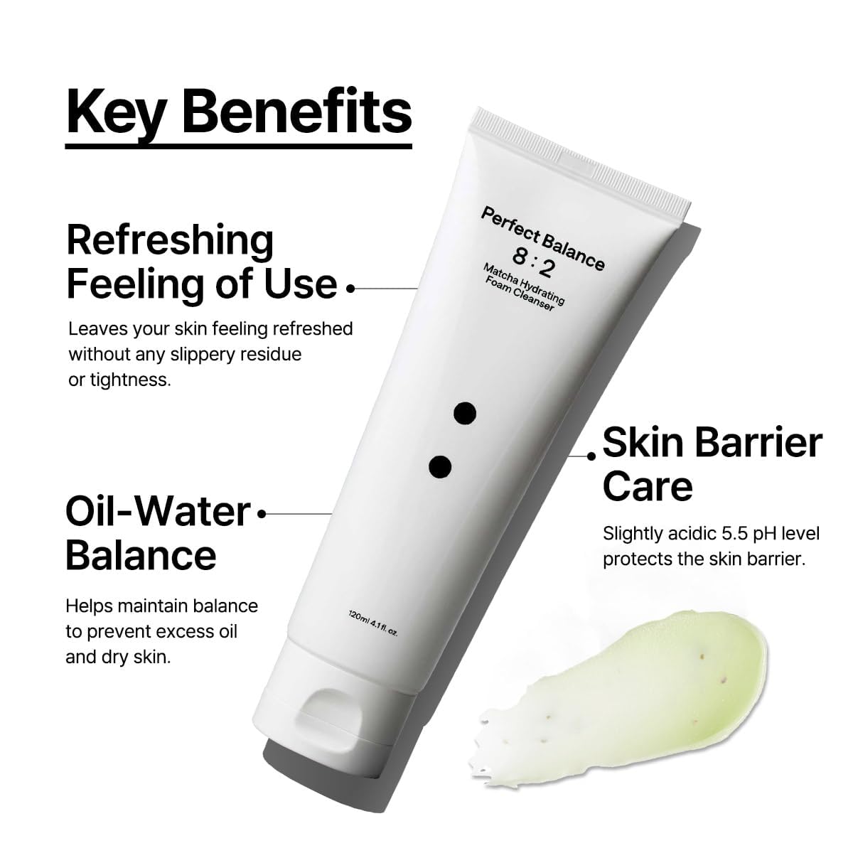 Ingrédients naturels du nettoyant B_LAB Matcha Hydratant Mousse.