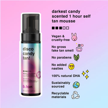B.TAN mousse-bronceadora aroma-caramelo para experiencia de uso agradable.