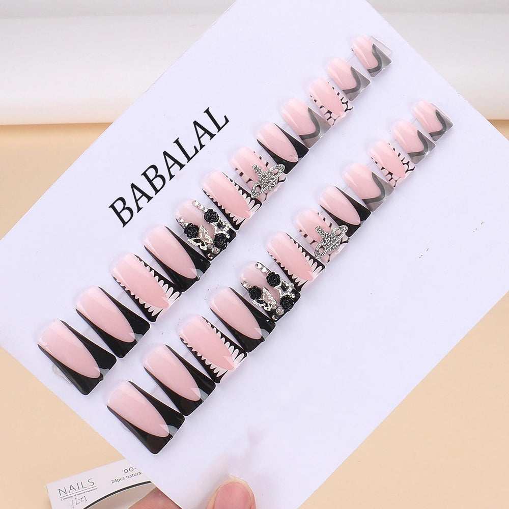 BABALAL uñas artificiales largas y pegables con brillo duradero