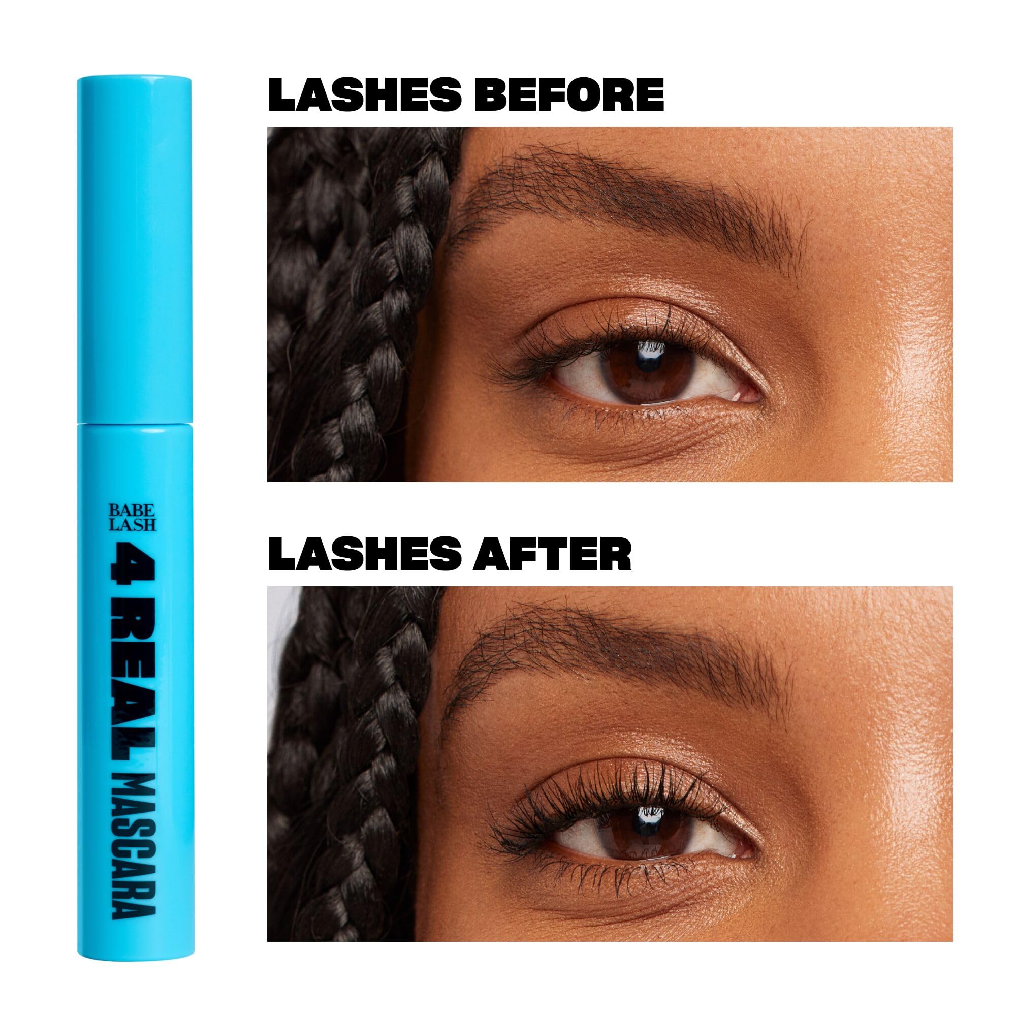 Babe Original 4 Real Mascara muestra volumen y longitud para una mirada abierta.