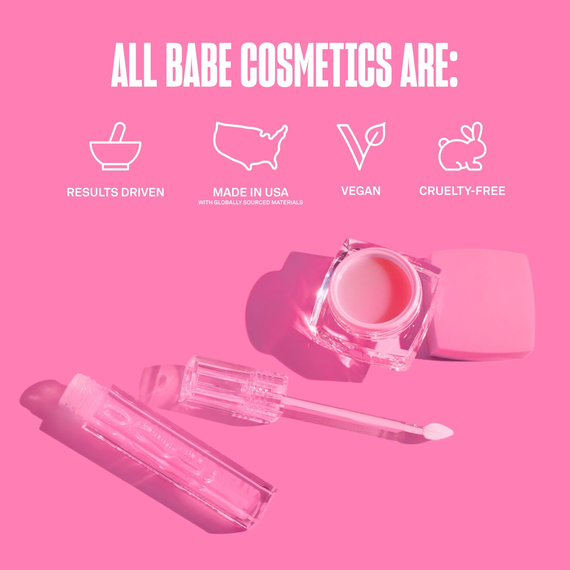 Envase práctico de Babe Glow, libre de crueldad y cruelty-free.