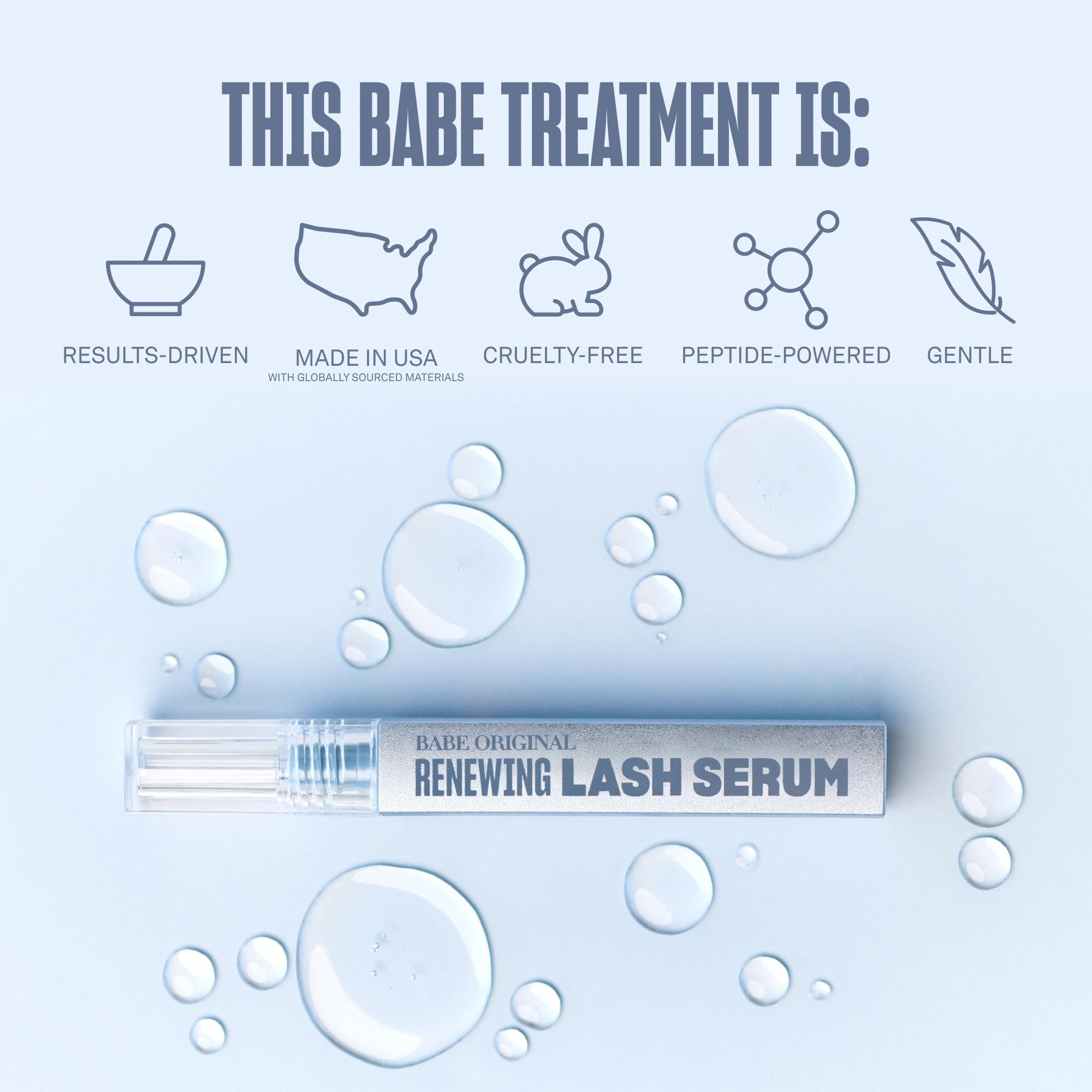 Empaque de Babe Original Renewing Lash Serum en caja elegante y segura