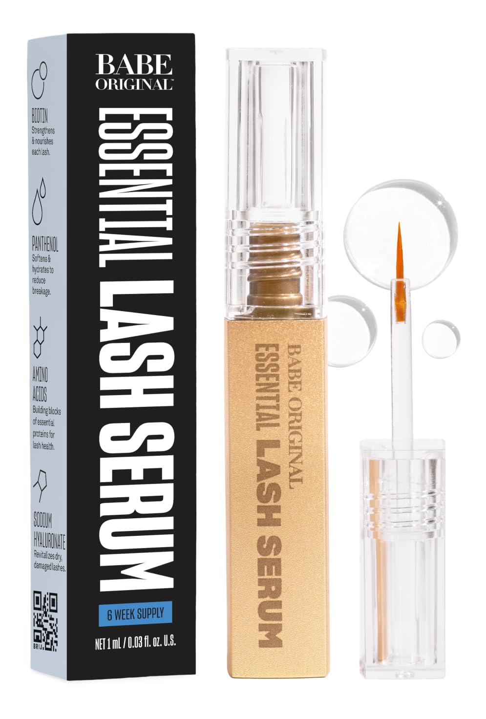 BABE ORIGINAL : Bouteille 1ml du sérum, pratique pour nourrir les cils pendant la nuit.