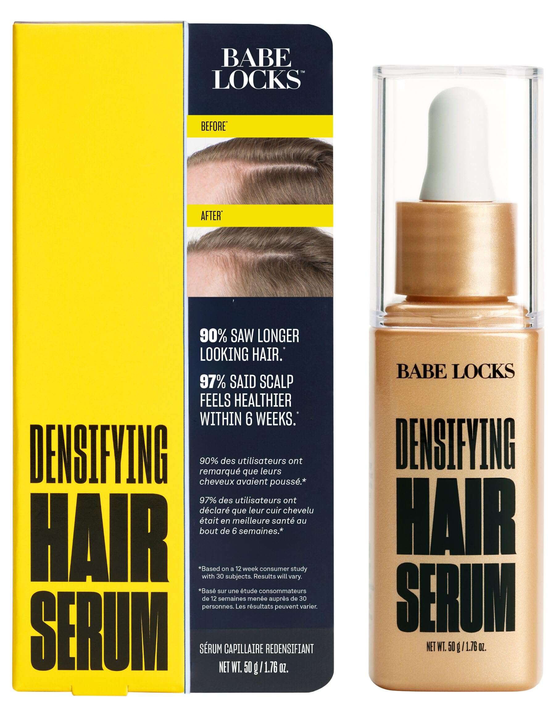 Serum BABE ORIGINAL Locks en botella, listo para uso diario en el cabello.