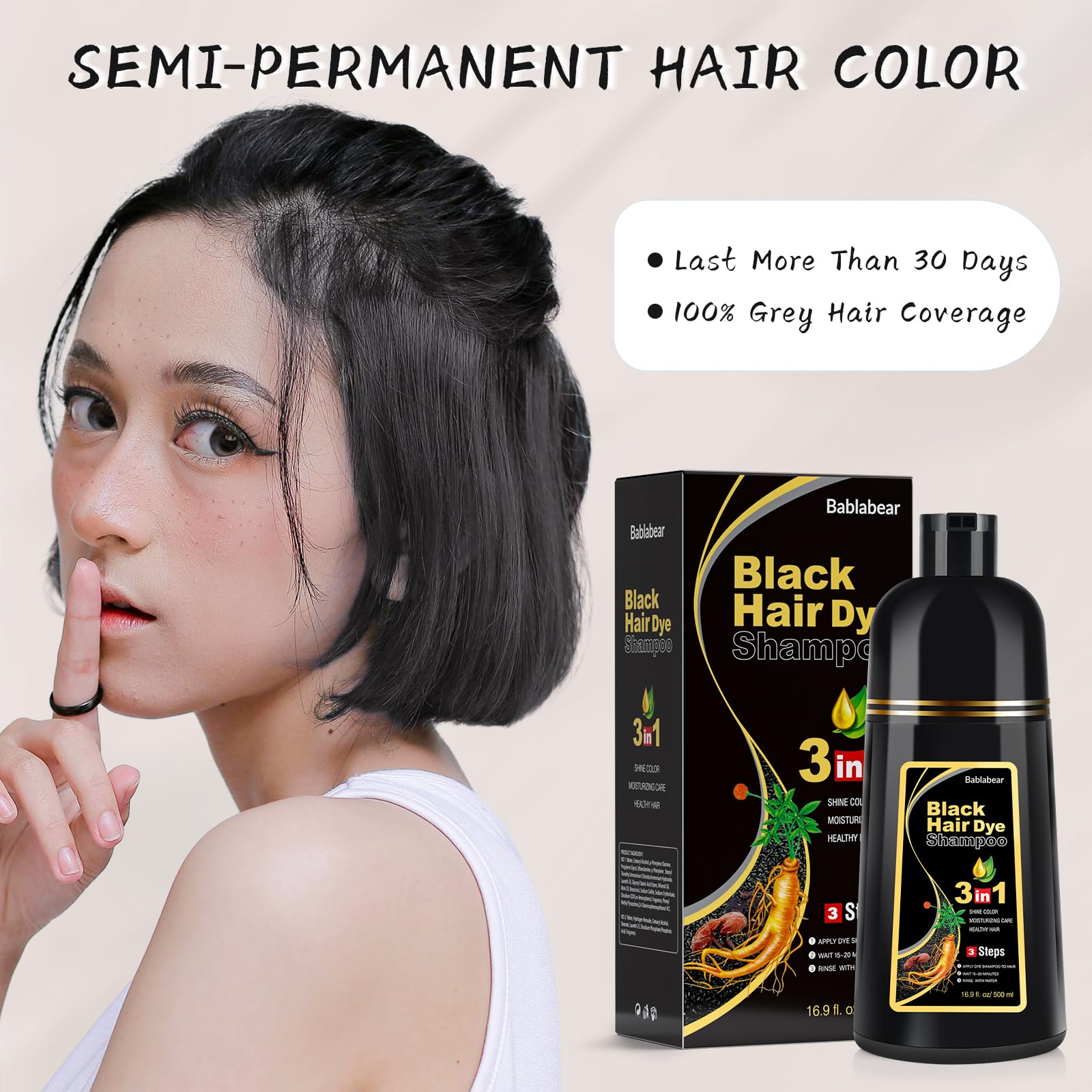 Bablabear: application sur cheveux secs, 15–20 minutes, résultat simple.