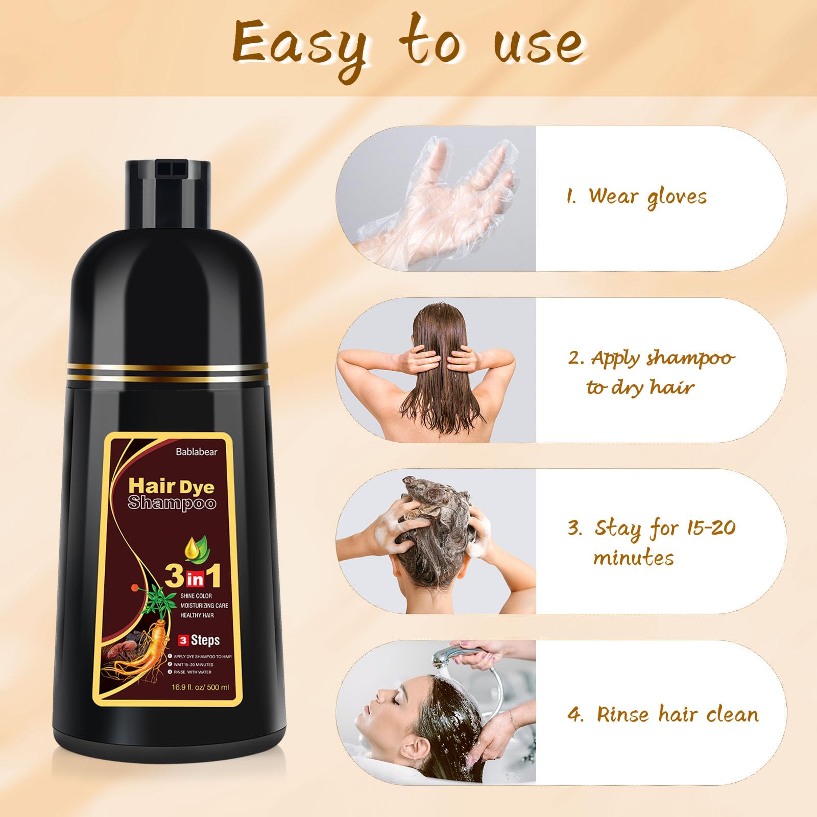Creamy foam from Bablabear Chestnut Brown color shampoo on hand ready for use