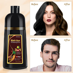 Bablabear Chestnut Brown shampoo demonstrates gray hair coverage smoothly