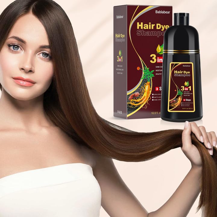 Bablabear dark brown color on hair after shampooing