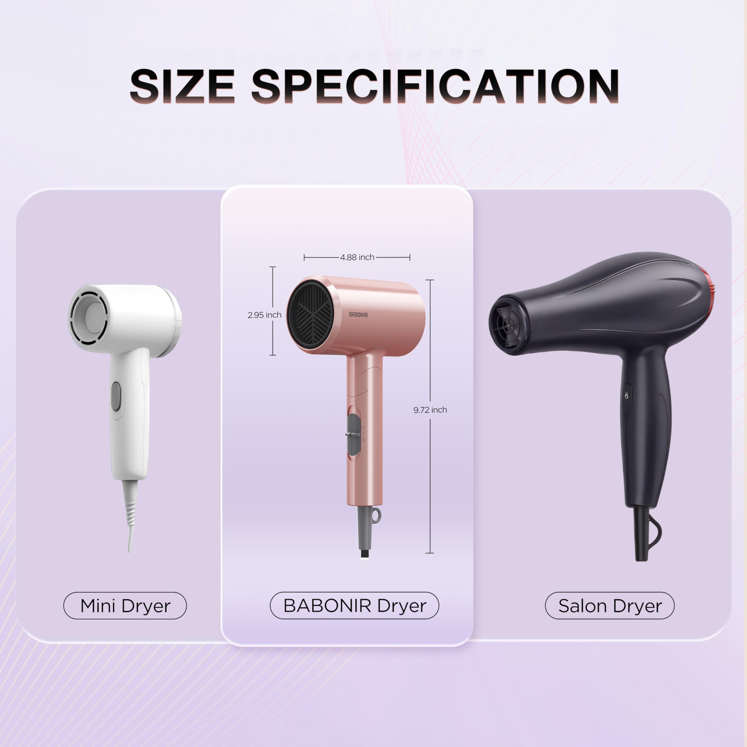 BABONIR tecnología iónica reduce estática y suaviza el cabello