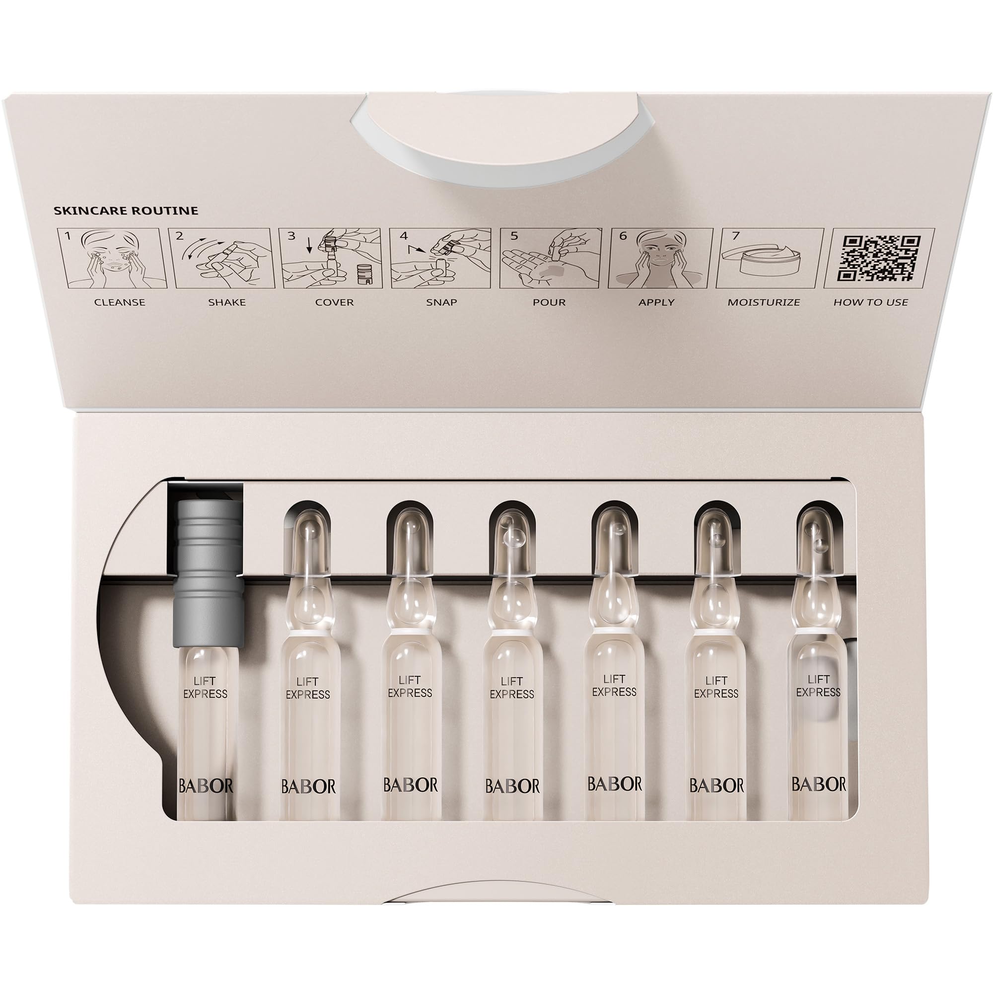 BABOR Lift Express en aplicación manual facilita una rutina rápida contra las líneas.
