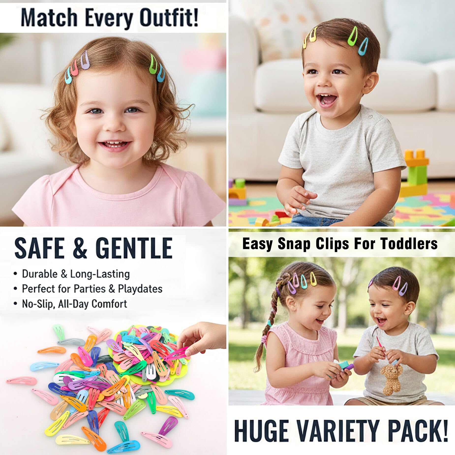 Babymatch clips para peinados diarios, apertura y cierre sencillos.