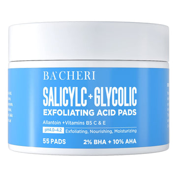 BACHERI tiras exfoliantes con ácido glicólico al 10% para piel suave.