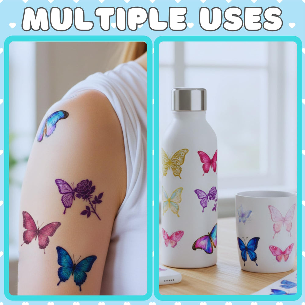 Backtopeia set de 60 tatuajes mariposa: regalo perfecto para niñas