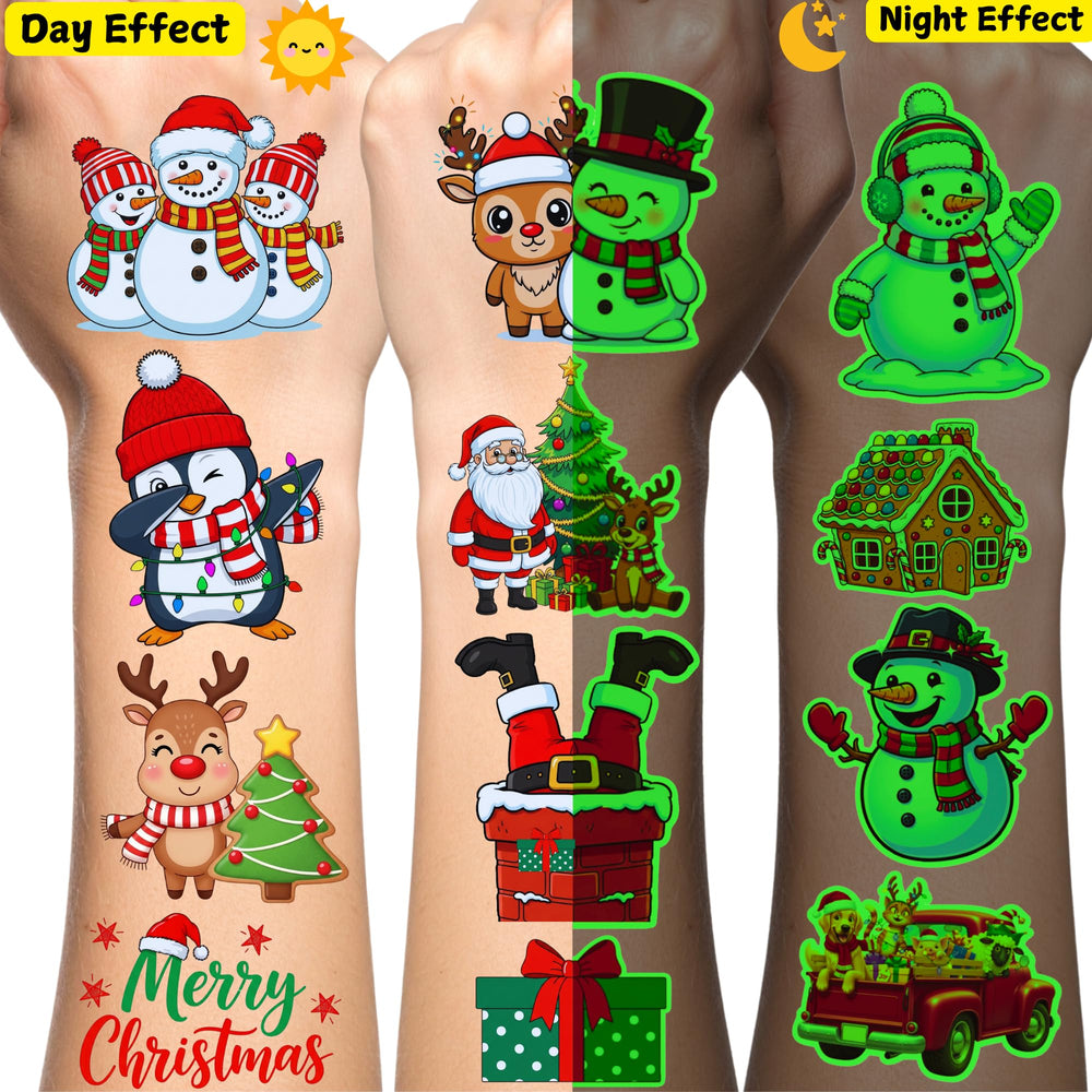Backtopeia tatuajes navidad con figuras luminosas ideales para manualidades creativas.