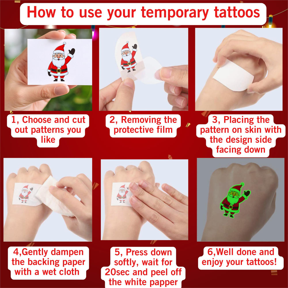 Backtopeia tatuajes navidad se retiran fácilmente tras la celebración.
