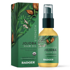 Badger Aceite de Jojoba para el pelo, botella de vidrio, hidratación suave para el cuero cabelludo.