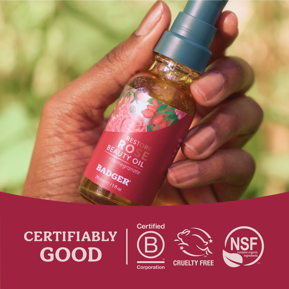 Badger Rose Face Oil vegano, cruelty-free y seguro