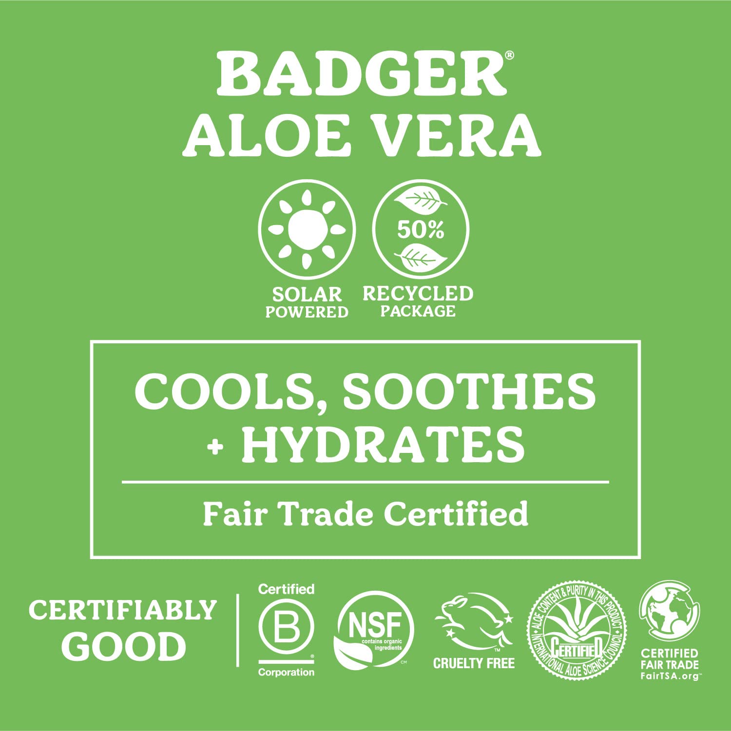 Aplicación en rostro o cuerpo para refrescar piel sensible con aloe vera Badger.