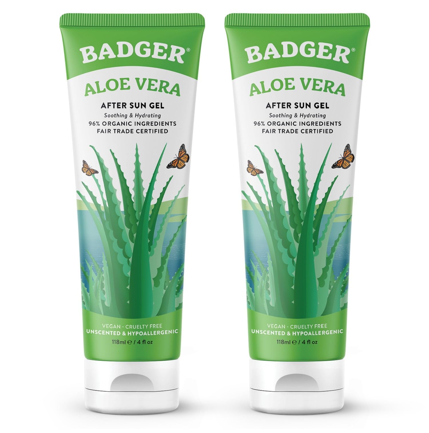 Badger gel de aloe vera, bote transparente para alivio suave de piel sensible