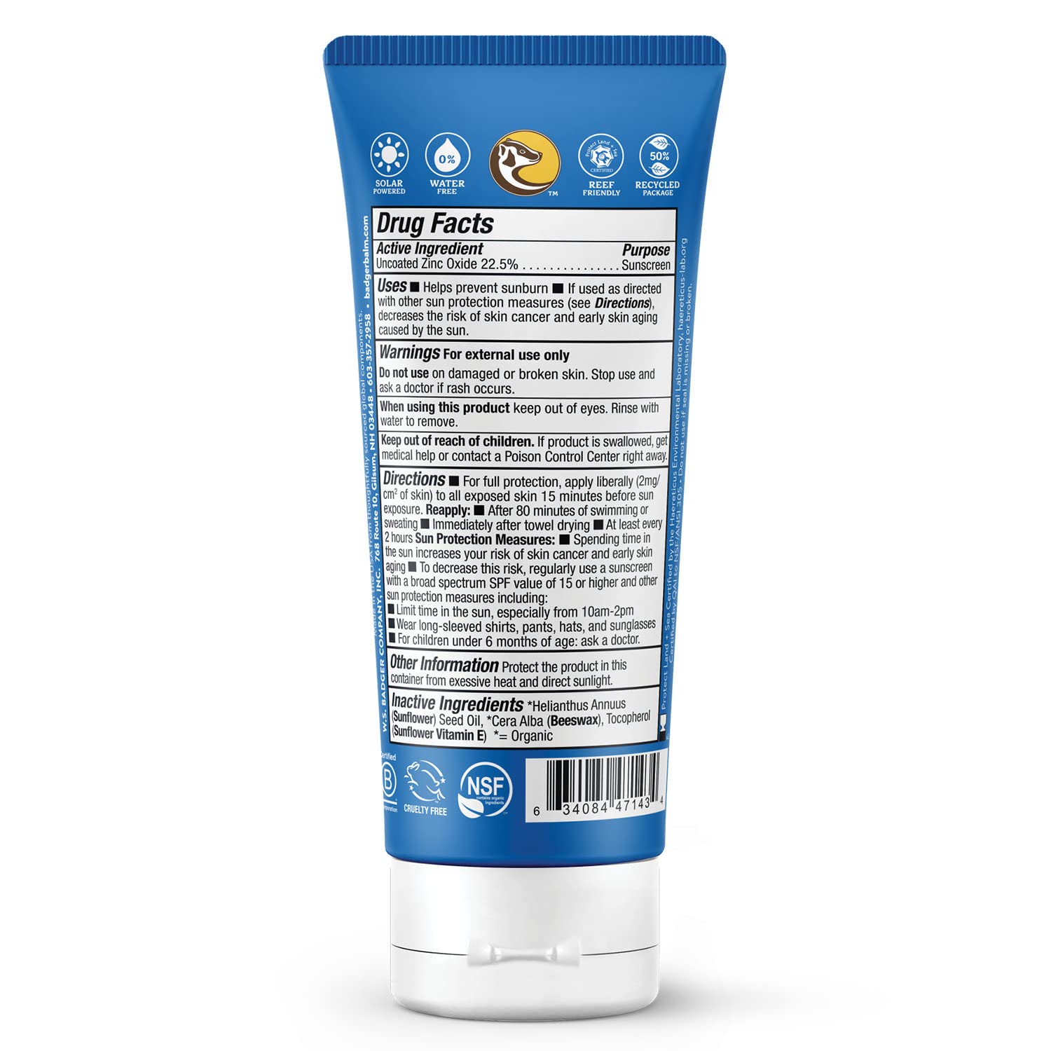 Badger aplicación crema solar rostro y cuerpo, textura suave para uso diario