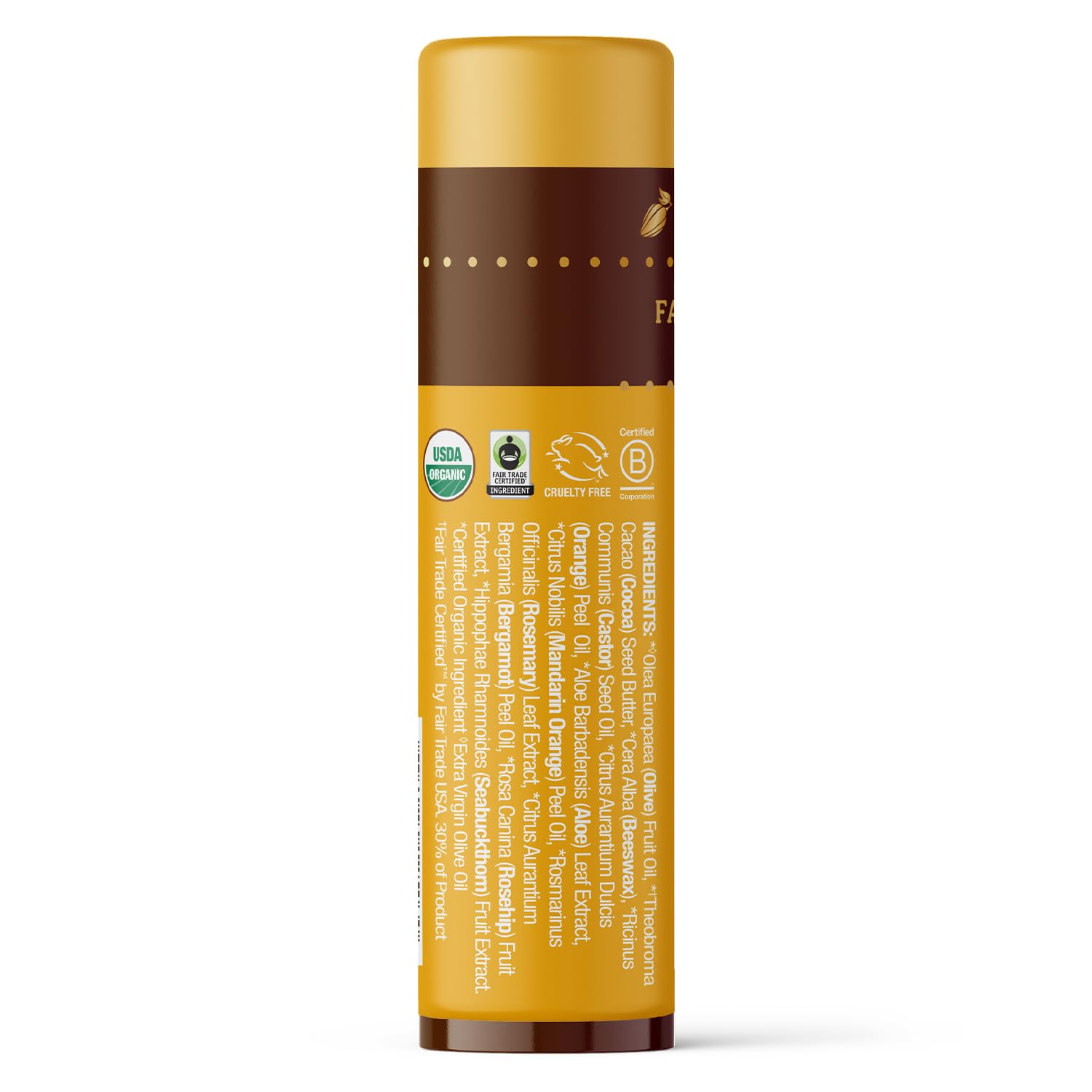 Bálsamo labial Badger con cacao y aceite de oliva para labios suaves.