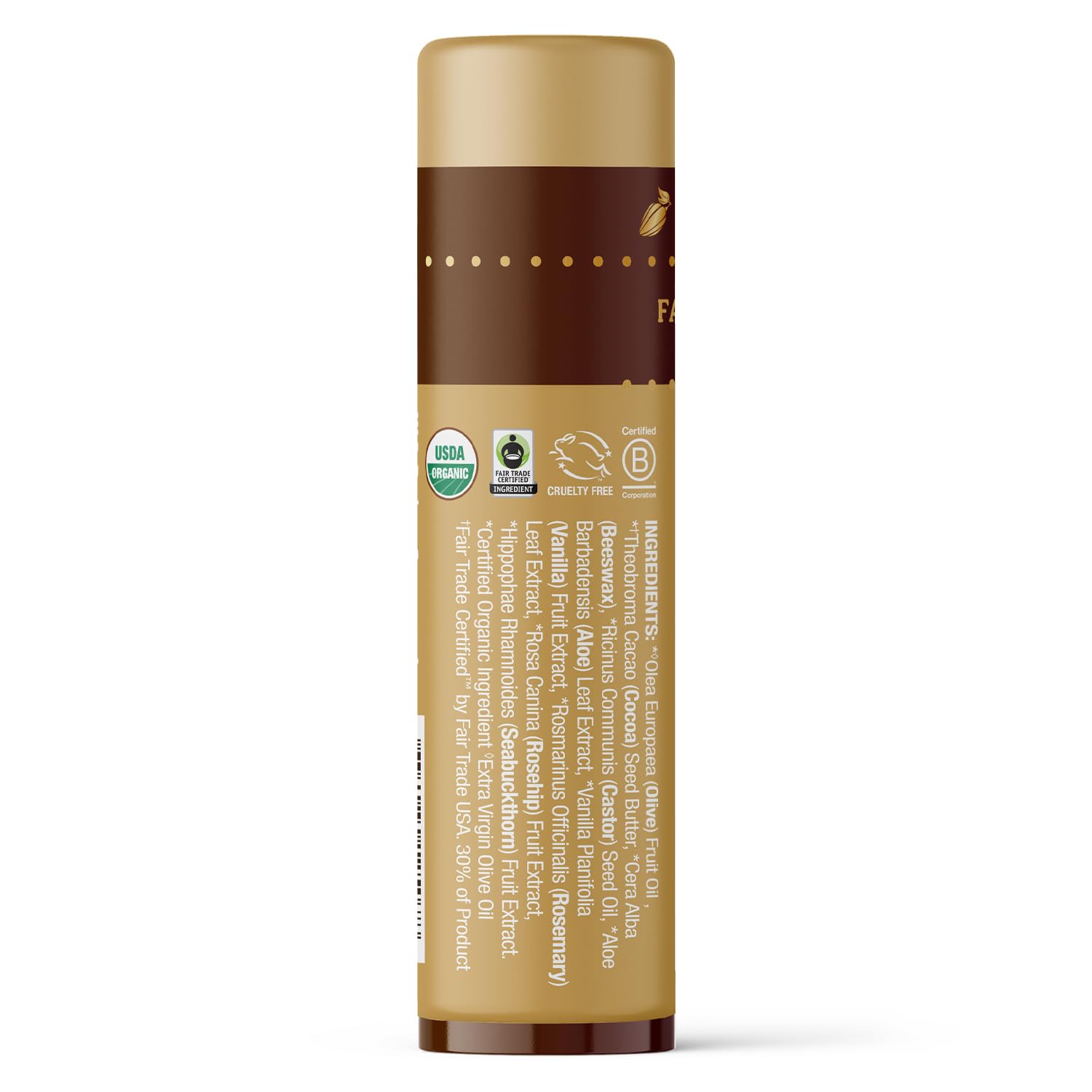 Aplicación suave de bálsamo Badger Vanilla para labios secos.
