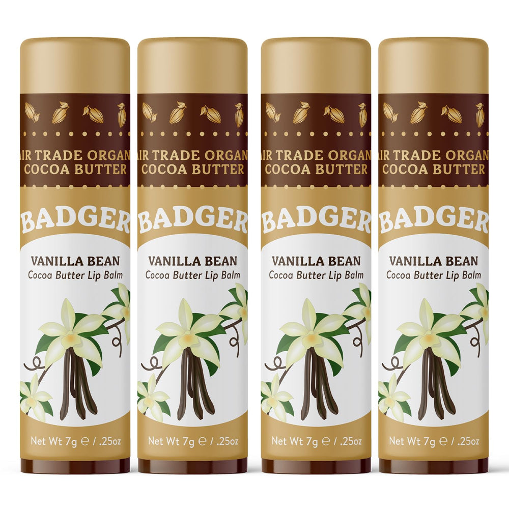 Bálsamo labial Badger Vanilla con presentación para uso diario.