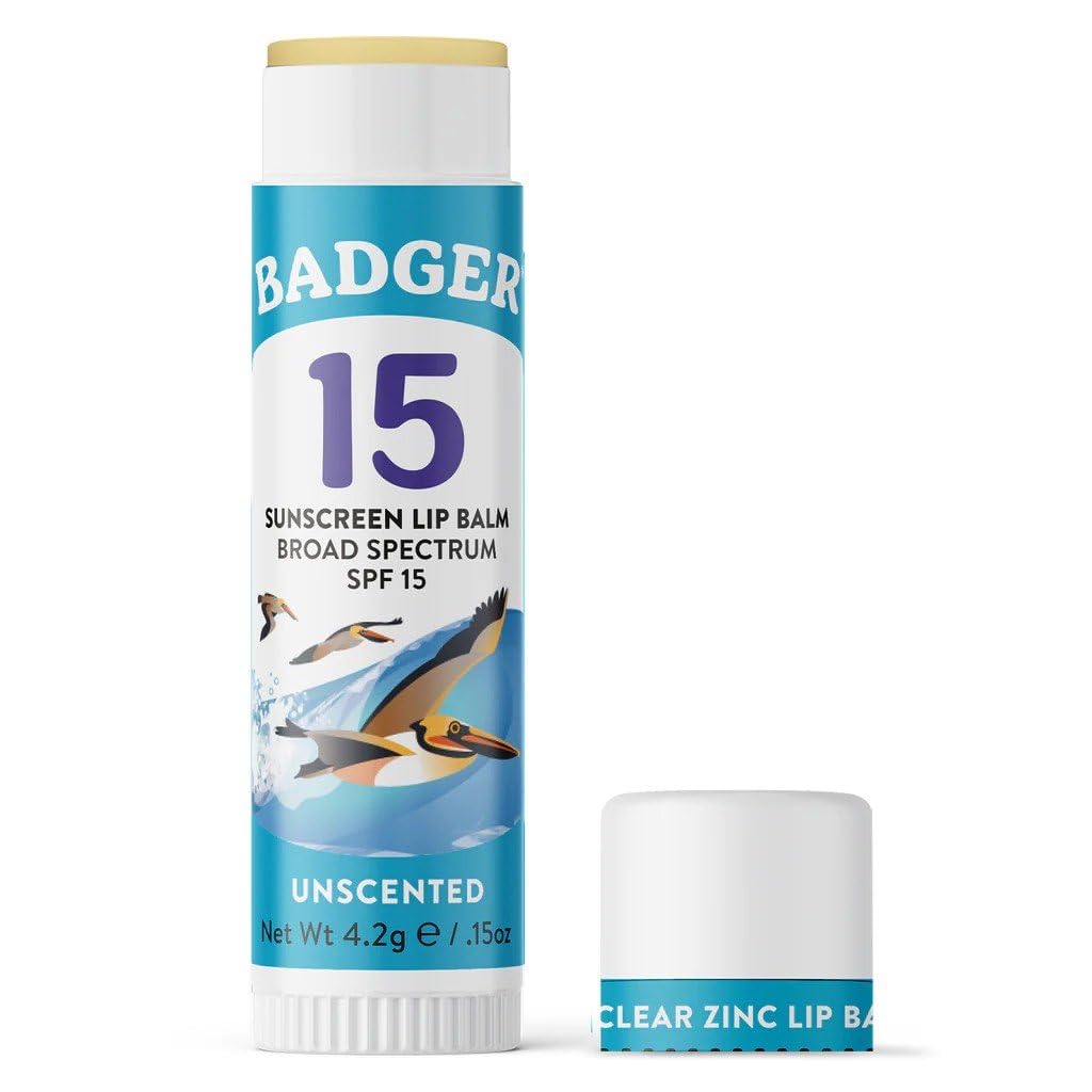 Badger balsamo labial con ingredientes organicos, hidratacion natural para labios sensibles.