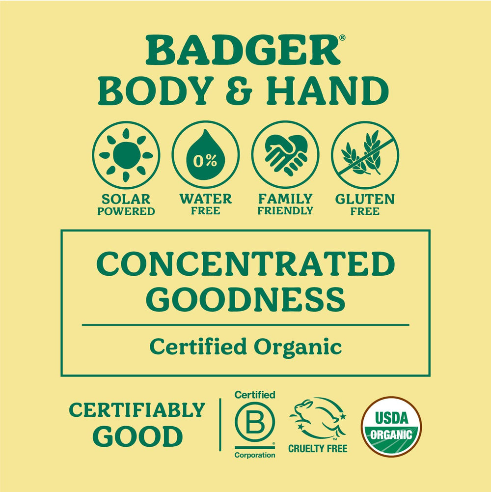 Badger crema para manos: lata metálica reciclada y sostenible.