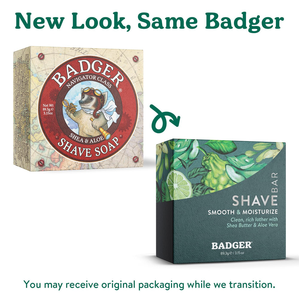Badger Jabon Afeitar aroma suave con notas de bergamota y vainilla.
