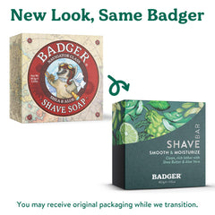 Badger Jabon Afeitar aroma suave con notas de bergamota y vainilla.
