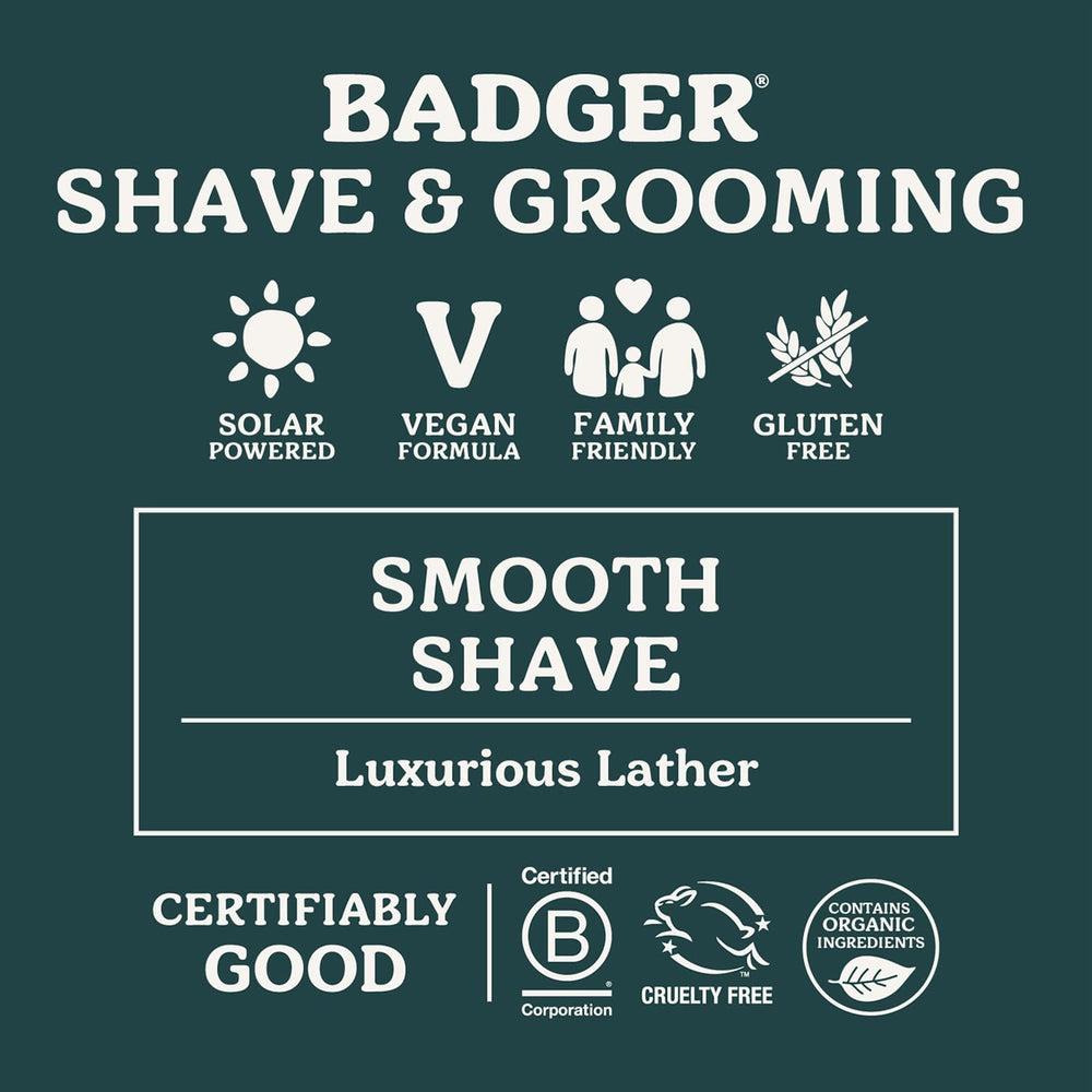 Badger Jabon Afeitar usos multipropósito ideales para viaje o ducha diaria.